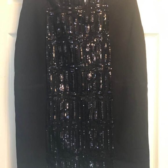 Party skirt, Pencil Black Sequence Skirt SZ 6, Christmas Party Skirt, new year - Picture 4 of 16